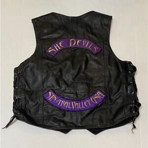 Vintage She Devils California Motorcycle Club Leather Vest Patch Pearl XL
